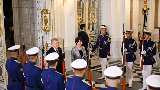 O‘zbekiston Prezidenti Yaponiya Bosh vaziri nomidan uyushtirilgan rasmiy qabul marosimida ishtirok etdi