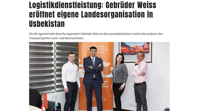 Nemis OAV: 2026-yil 1-yanvardan nufuzli “Gebrüder Weiss” kompaniyasi O‘zbekistonda ham ish boshladi

