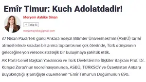 Газета «Türkiye»: Секрет всемирной славы Сахибкирана Амира Темура заключается в принципе «Сила - в справедливости»