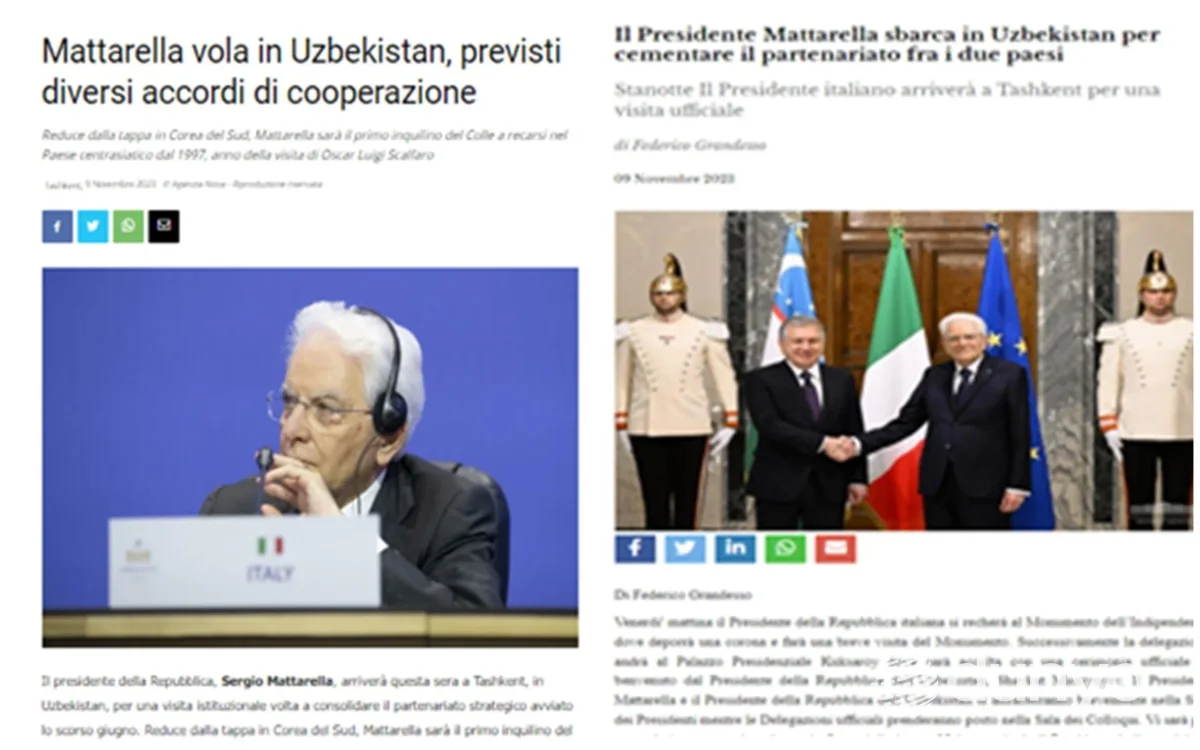 Италия Президенти ўз ташрифи билан Марказий Осиёга дарвоза бўлган Ўзбекистонга алоҳида эътибор қаратмоқда