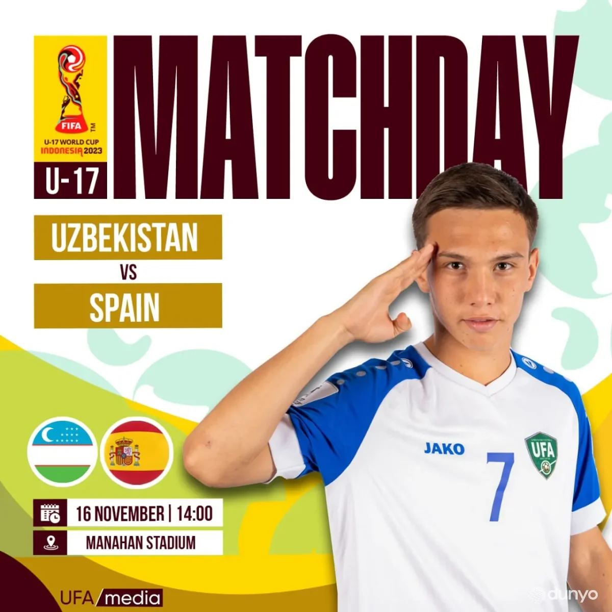 Сборная Узбекистана по футболу сыграла вничью с командой Испании на чемпионате мира U-17 в Индонезии