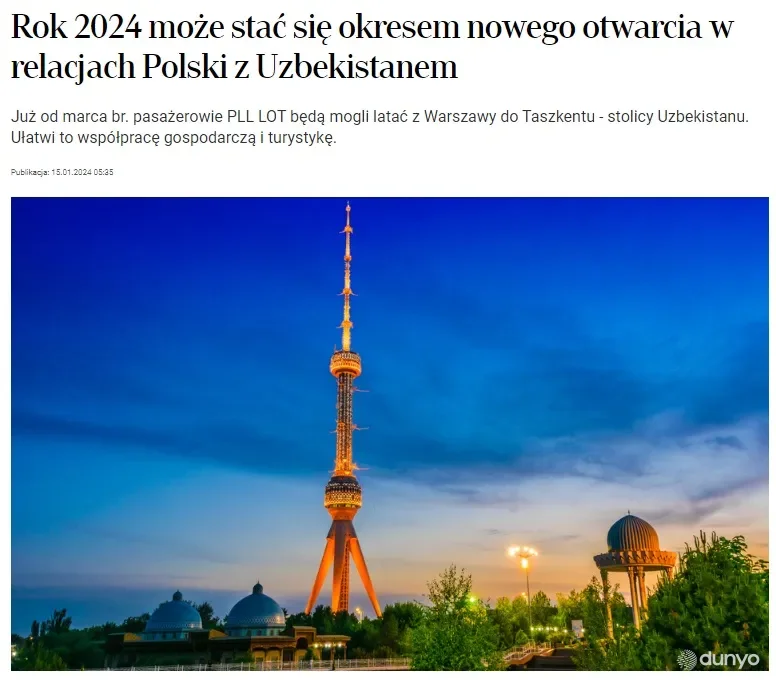 «Rzeczpospolita»: 2024 год может стать периодом нового открытия в отношениях Польши с Узбекистаном