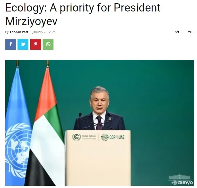 Участие Узбекистана в решении экологических проблем в фокусе внимания СМИ Великобритании