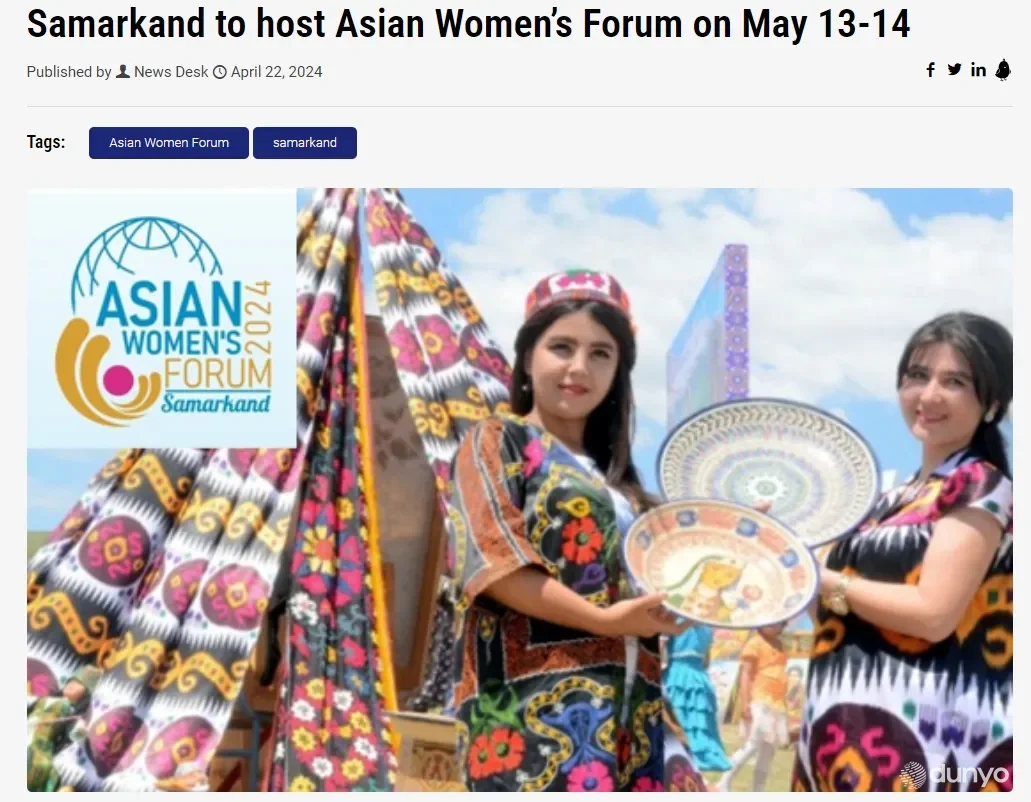 "Sarkaritel": Samarqandda Osiyo xotin-qizlari forumi bo'lib o'tadi