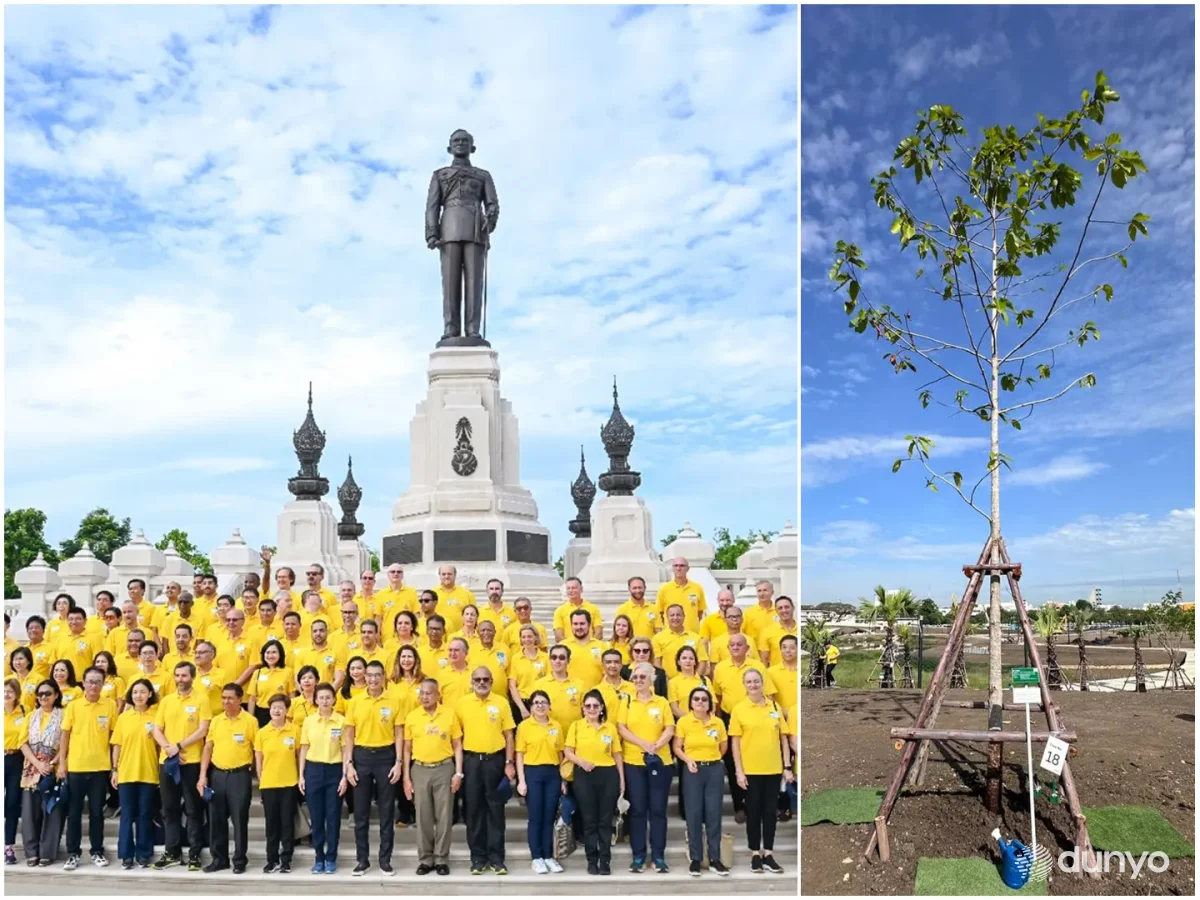 Diplomats of Uzbekistan plant a tree in the King Rama IX Memorial Park in Bangkok