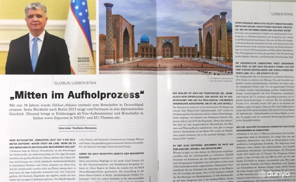 Elchi Dilshod Axatov: Yurtimizning har bir go'shasi boy tarix va madaniyatga ega