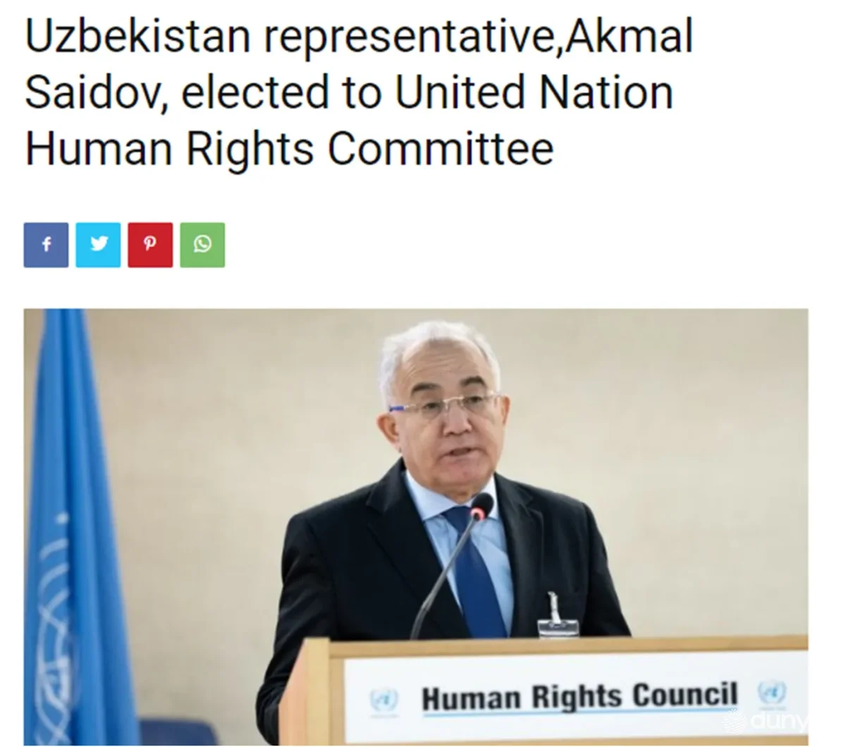 Buyuk Britaniya OAV O'zbekiston nomzodining BMT Inson huquqlari qo'mitasi a'zoligiga saylangani haqida yozmoqda
