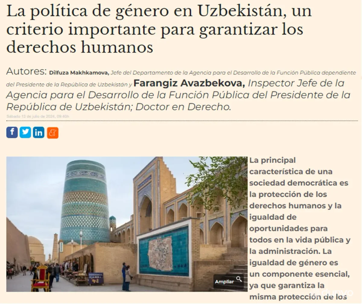 "El Mundo Financiero": Ўзбекистонда хотин-қизларнинг давлат бошқарувидаги улуши 27 фоиздан 35 фоизга кўтарилди