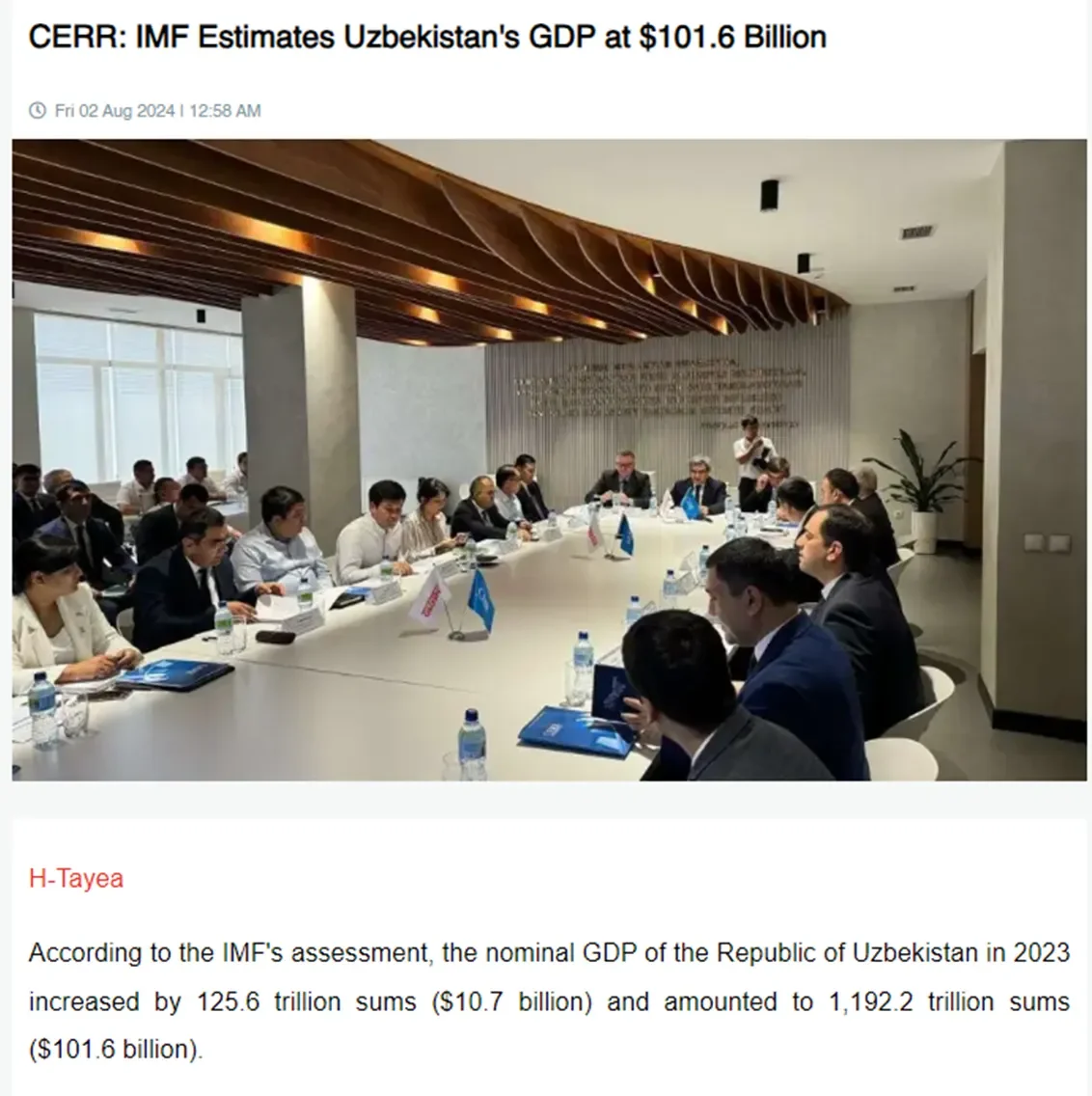 "Сада ал-Балад" АА: Ўзбекистоннинг ЯИМ ҳажми 100 миллиард АҚШ долларидан ошди