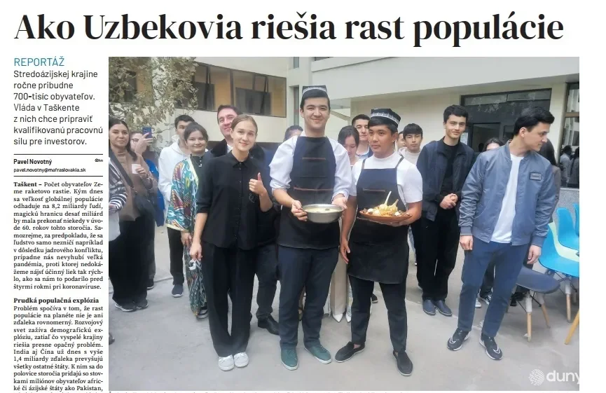 "Hospodárske noviny" газетаси: Ўзбекистон аҳолиси ҳар йили 700 мингдан ортиқ кишига ошмоқда