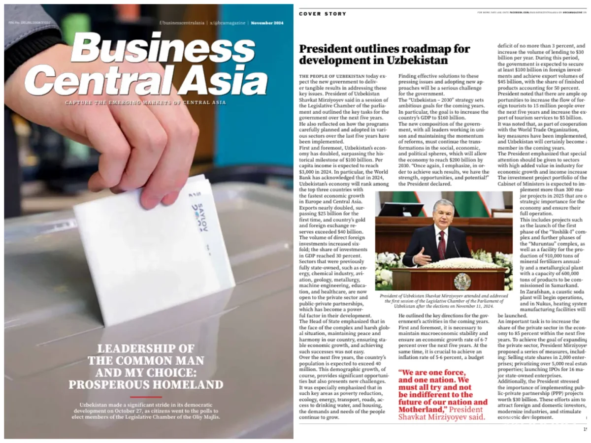 "Business Central Asia": O'zbekiston iqtisodiyoti so'nggi yillarda ikki baravar o'sib, 100 milliard dollarlik marradan oshdi