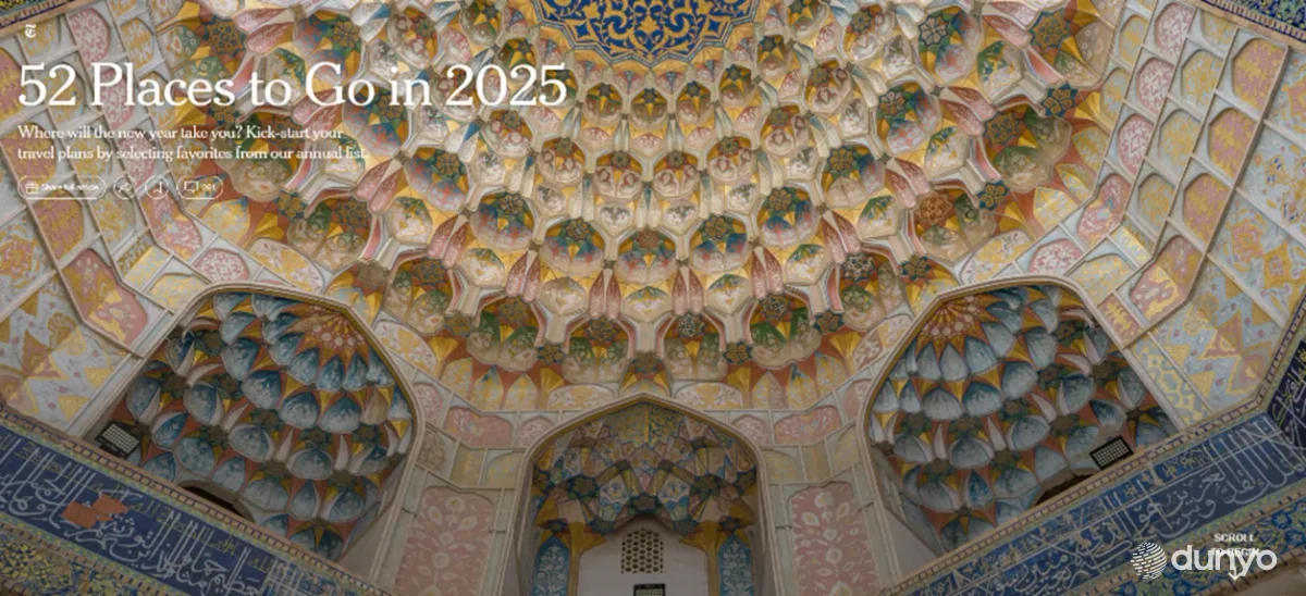 "The New York Times" gazetasi: Buxoro 2025-yilda tashrif buyurishga arziydigan manzildir