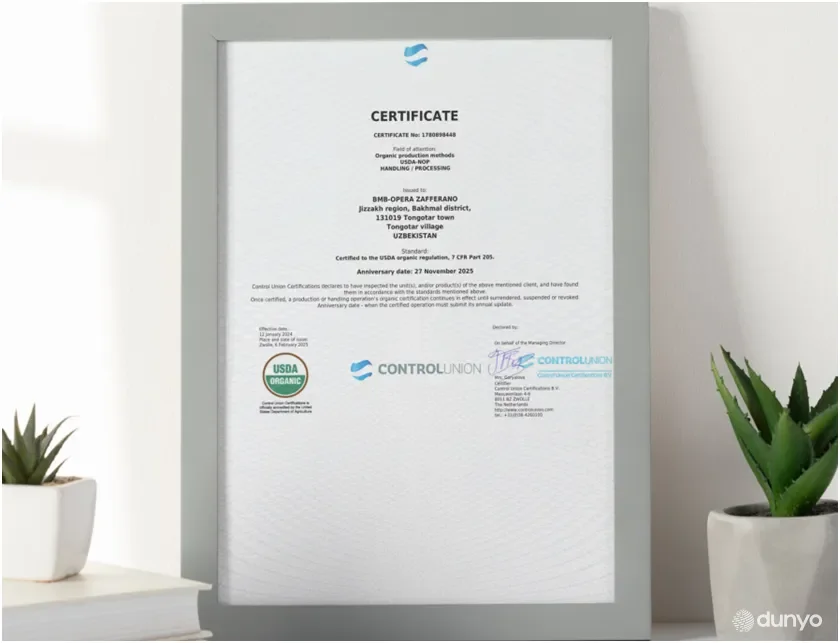 Узбекский шафран BMB Za’faron в очередной раз подтвердил соответствие международным стандартам качества