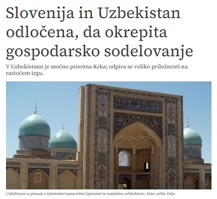 "Delo" газетаси: Ўзбекистон Президентининг Словенияга ташрифи икки мамлакат фаровонлиги ва барқарорлигига ҳисса қўшади