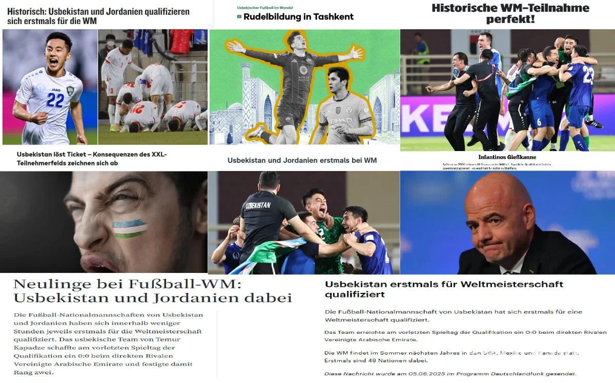 Germaniya OAV: O'zbekiston terma jamoasi o'z tarixida ulkan burilish yasadi va birinchi marta futbol bo'yicha Jahon chempionatiga yo'llanma oldi
