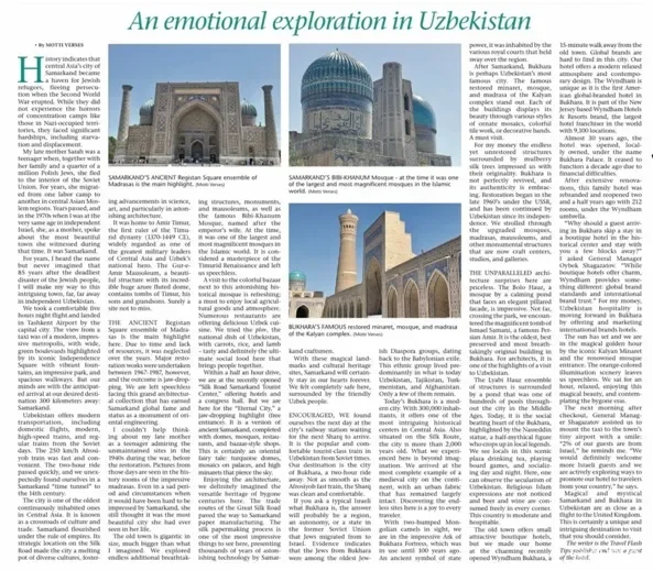 "The Jerusalem Post" газетаси: Ўзбекистон нафақат тарих, балки, ўзига хос меҳмондўстлик ва замонавийликни мужассам эта олган мамлакат