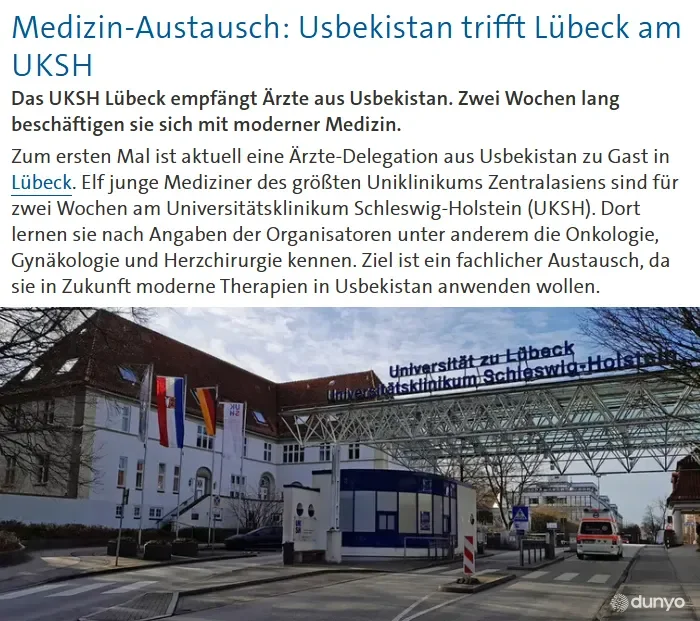 O'zbekistonlik yosh shifokorlar Germaniyada tajriba oshirmoqda