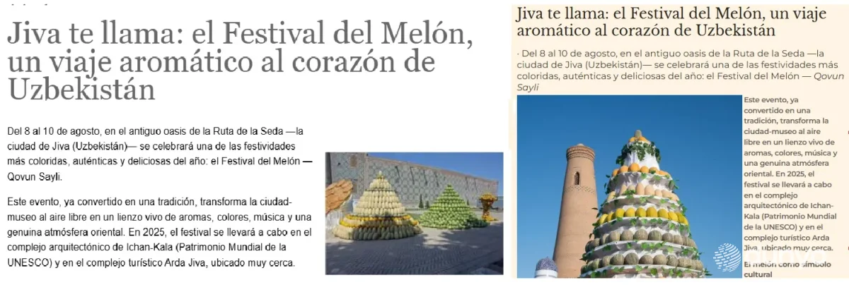 Испания ОАВ: Хива шаҳри йилнинг энг ёрқин ва ўзига хос байрамларидан бири – "Қовун сайли" фестивалига ҳозирлик кўрмоқда