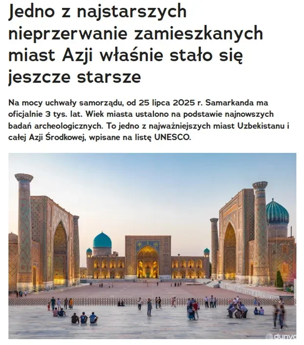 "National-geographic.pl": Осиёнинг энг қадимий доимий аҳоли яшайдиган шаҳарларидан бири яна ҳам улғайган