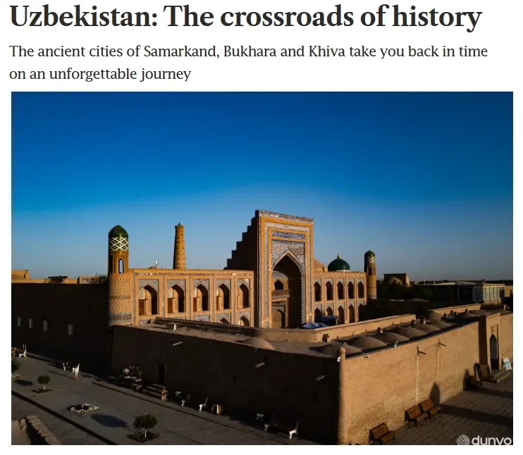 Singapurning "The Business Times" nashrida O'zbekistonning tarixiy shaharlari haqida maqola e'lon qilindi