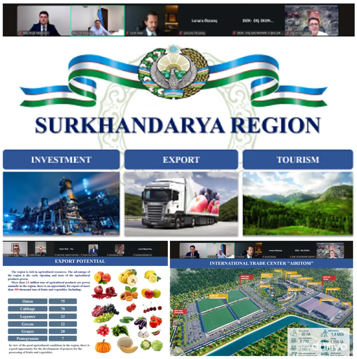 Туркия бизнеси Сурхондарёда энергетика, қишлоқ хўжалиги ва автомобиль эҳтиёт қисмлари ишлаб чиқариш каби соҳаларда қўшма лойиҳаларни амалга оширишга қизиқиш билдирмоқда