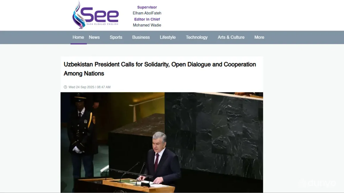 "Sada al Balad" АА: Ўзбекистон Президенти БМТ минбардан туриб халқларни бирдамлик, очиқ мулоқот ва ҳамкорликка чақирди