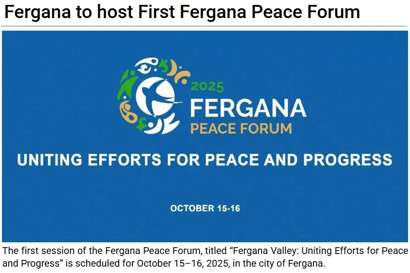 Qirg'iziston OAV: 15-16-oktyabr kunlari Farg'ona shahrida Farg'ona tinchlik forumining birinchi yig'ilishi bo'lib o'tadi