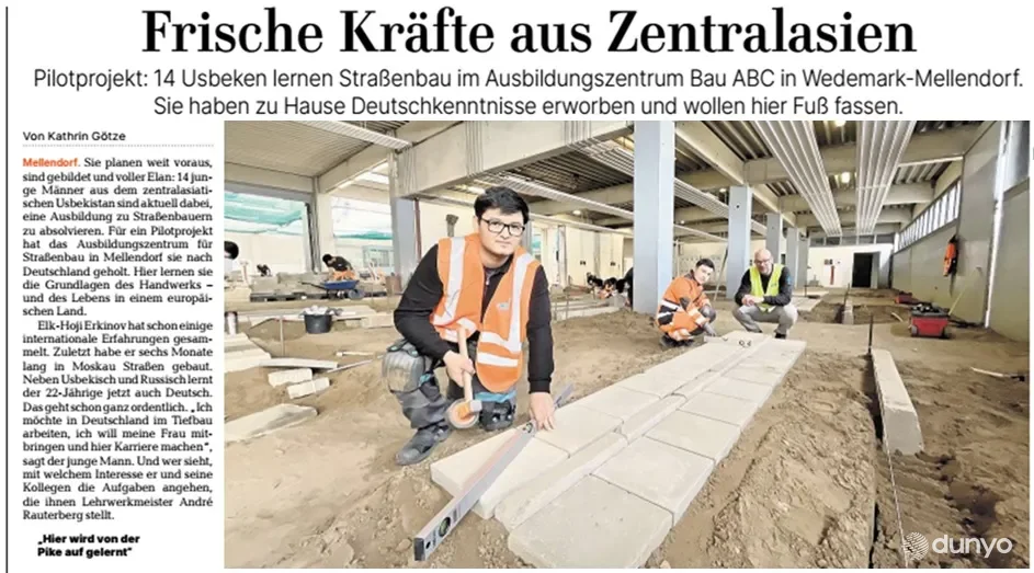 Германия ОАВ: Ўзбекистонлик ёшлар Қуйи Саксония федерал ўлкасидаги касб-ҳунар таълими марказида ўқишни бошлади