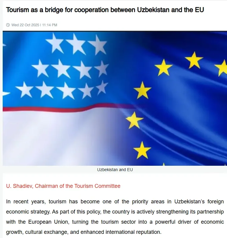 Миср ОАВ: Ўзбекистон ва ЕИ ўртасидаги туризм соҳасидаги ҳамкорлик иқтисодий, маданий ва ижтимоий натижаларга қаратилган стратегик иттифоқдир