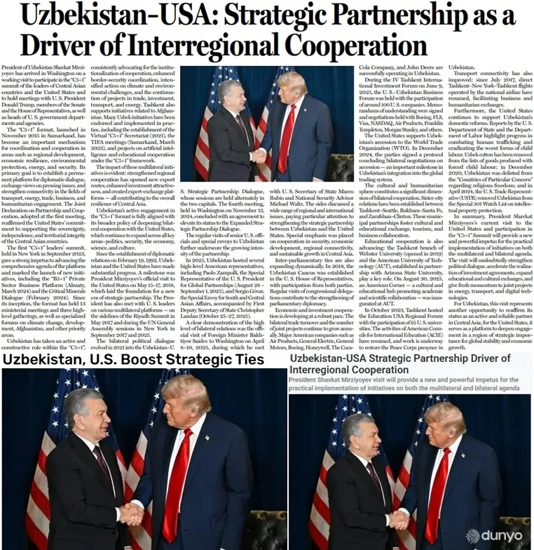 Pokiston OAV: O'zbekistonning "C5+1"dagi faol ishtiroki AQSh bilan ikki tomonlama sheriklikni chuqurlashtirish siyosati bilan uyg'un