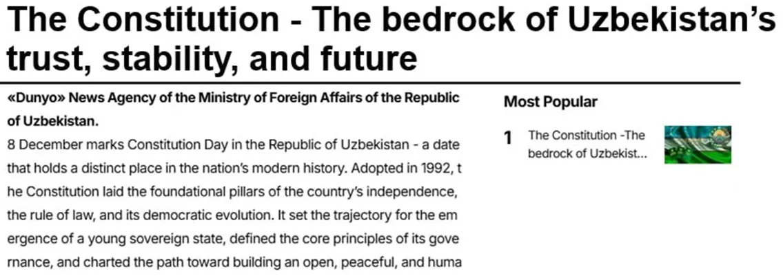 “Global Korea Post” gazetasi: O‘zbekiston Konstitutsiyaviy sudi o‘ttiz yilligini nishonlamoqda