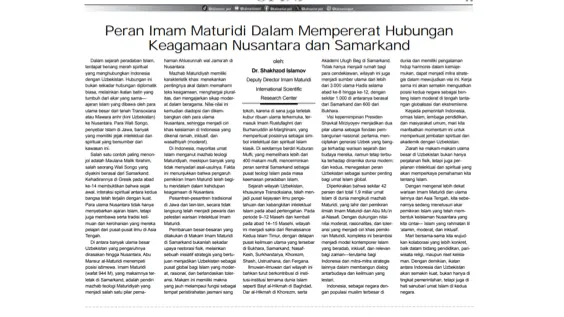 “Kalimardan Post”: Нега Самарқанд ва Нусантара яна бир-бирига яқинлашмоқда? Ўзбекистон ва Индонезияни боғлаган Имом Мотуридий мероси