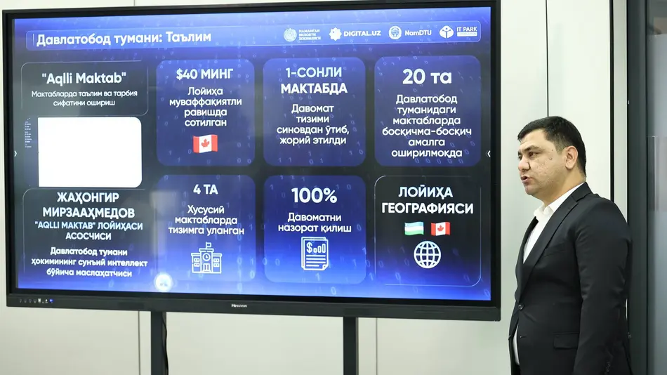 Президент Узбекистана ознакомился с проводимой в Наманганской области работой в сфере ИИ