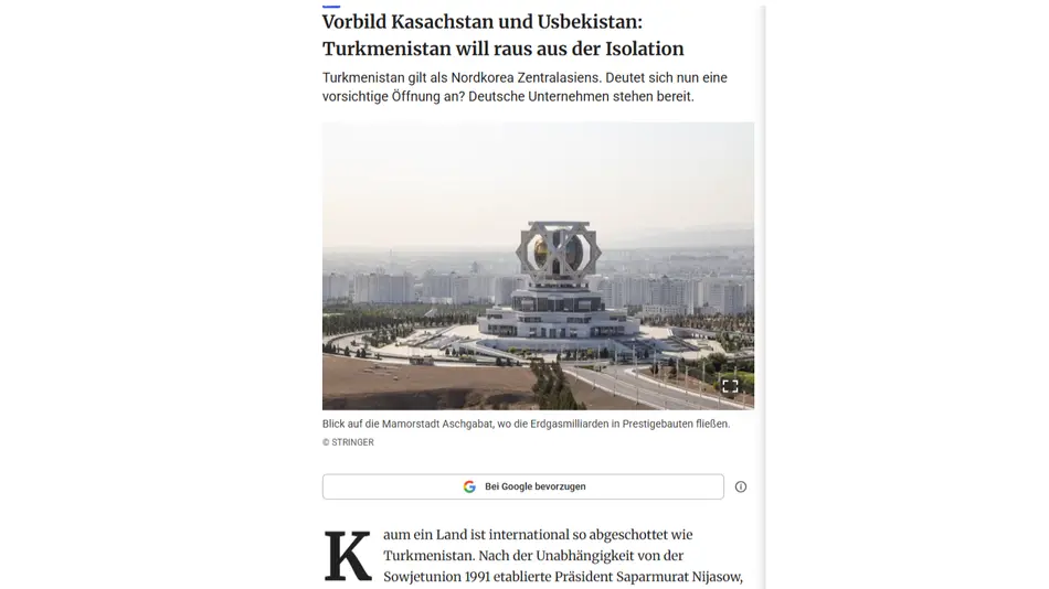 “Berliner Zeitung”: Ўзбекистондаги ислоҳотлар Марказий Осиёнинг очиқлик ва иқтисодий интеграция учун намуна бўлмоқда